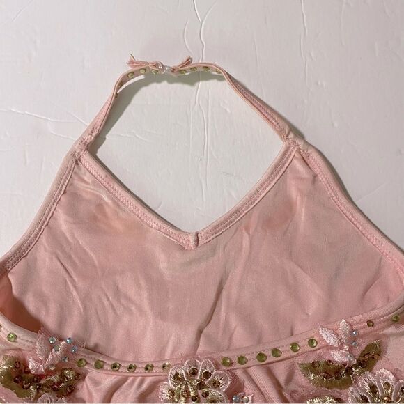 Glamour solo dance costume pastel pink yellow lyrical rhinestone dress small SC - Picture 9 of 10